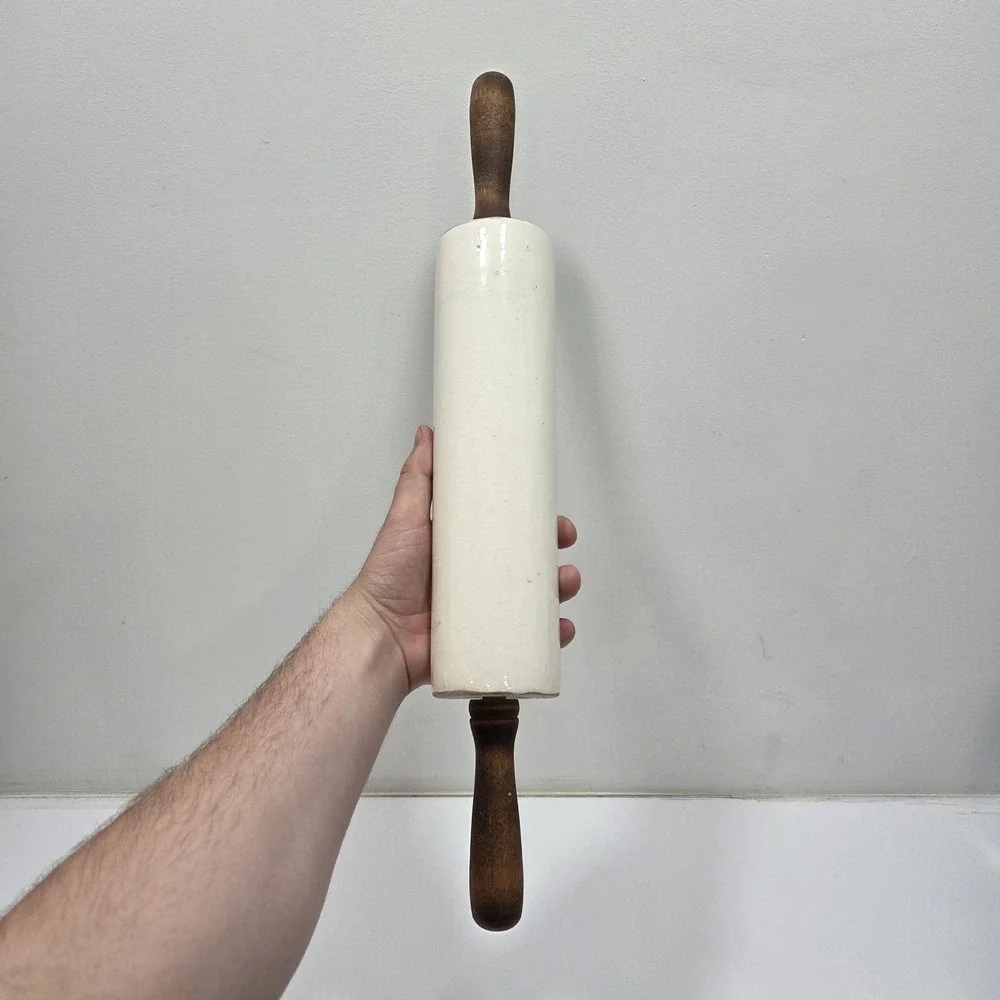 Golden Grain Ceramic Rolling Pin Advertising‎ With Wooden Handle